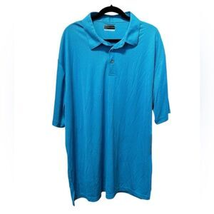 NWT PGA Tour Men’s Big & Tall Blue Polo  Micro White Design- Size 2XLT